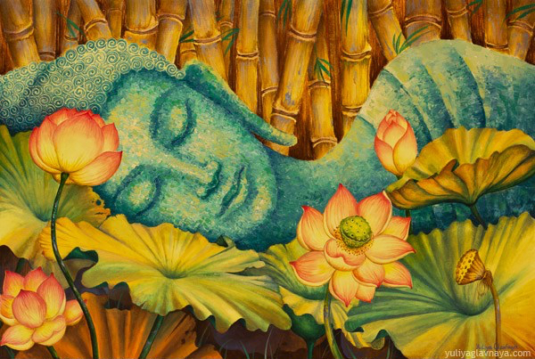 buddha-bodhi-meditation-yoga-om-buddhism-contemporary-art-yuliya-glavnaya-bodhisattva-reclining-bamboo-lotus-padma